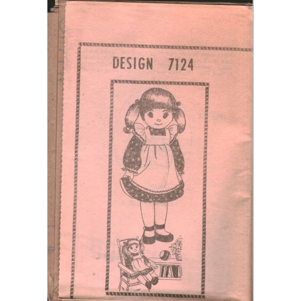 Vintage Design 7124 Stuffed Doll and Clothes Sewing Pattern Mail Order